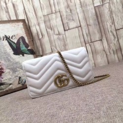 Replica GG Marmont Studs Mini Borsa a Tracolla 488426 Bianca