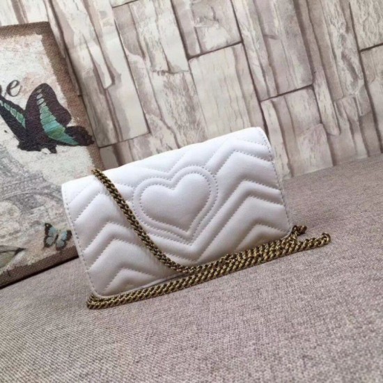 Replica GG Marmont Studs Mini Borsa a Tracolla 488426 Bianca