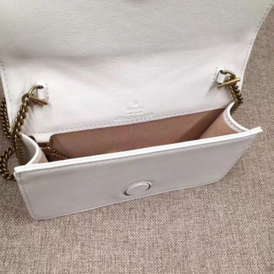 Replica GG Marmont Studs Mini Borsa a Tracolla 488426 Bianca