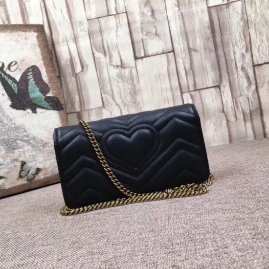 Replica GG Marmont Studs Mini Borsa a Tracolla 488426 Nero