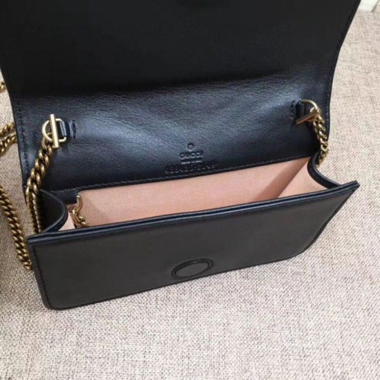Replica GG Marmont Studs Mini Borsa a Tracolla 488426 Nero