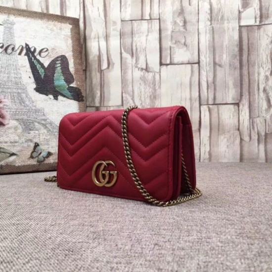Replica GG Marmont Studs Mini Borsa a Tracolla 488426 Rosso