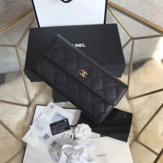Replica Quilted Lungo Portafoglio Cowhide Nero