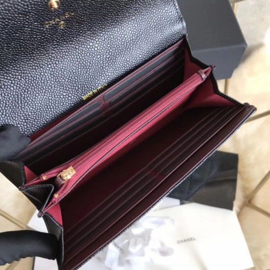 Replica Quilted Lungo Portafoglio Cowhide Nero