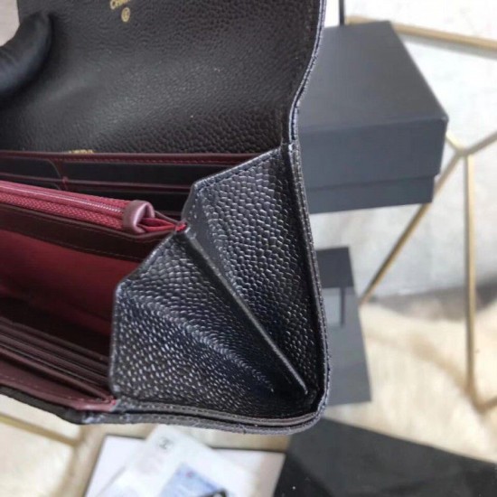 Replica Quilted Lungo Portafoglio Cowhide Nero