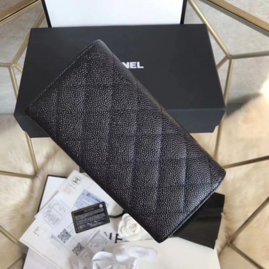 Replica Quilted Lungo Portafoglio Cowhide Nero