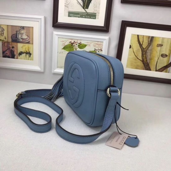 Replica Borsa Camera Soho in pelle 308364 Blu