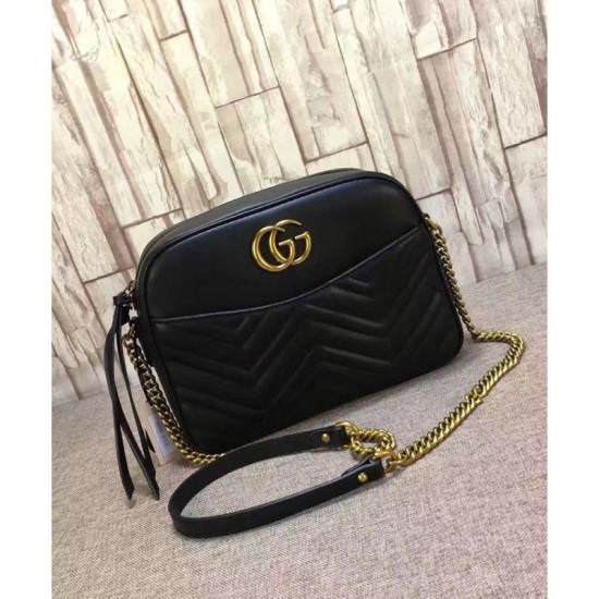Replica Borsa a Tracolla GG Marmont Matelasse 443499 Nero