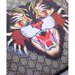 Replica Stampa gatto angry GG Supreme Messenger Flat 473886 Caffè