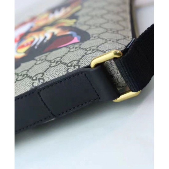 Replica Stampa gatto angry GG Supreme Messenger Flat 473886 Caffè