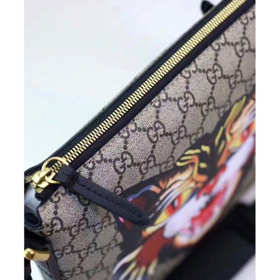 Replica Stampa gatto angry GG Supreme Messenger Flat 473886 Caffè