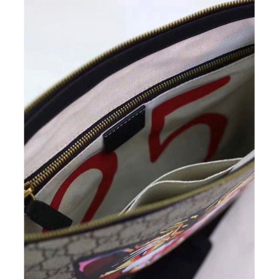 Replica Stampa gatto angry GG Supreme Messenger Flat 473886 Caffè