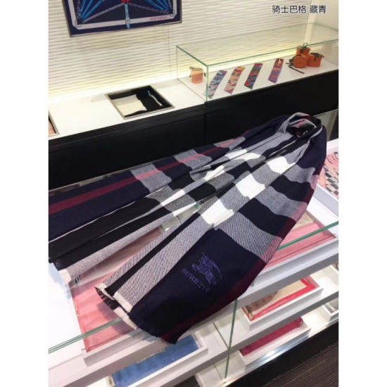 Replica Classic Large Check Sciarpa Navy di Cashmere