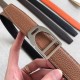 Replica Cintura con fibbia Hermes Etrier Cinturino marrone Clemence 32 MM
