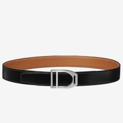 Replica Cintura con fibbia Hermes Etrier Cinturino marrone Clemence 32 MM