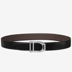 Replica Hermes Etrier Cintura con fibbia Cinturino Clemence 32 mm cioccolato