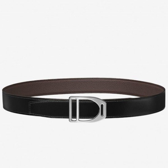 Replica Hermes Etrier Cintura con fibbia Cinturino Clemence 32 mm cioccolato
