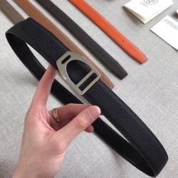 Replica Cintura con fibbia Hermes Etrier Cinturino Clemence nero 32 mm