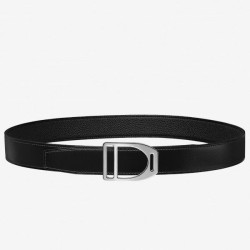 Replica Cintura con fibbia Hermes Etrier Cinturino Clemence nero 32 mm