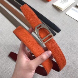 Replica Cintura Hermes Etrier con fibbia Cinturino Clemence arancione 32 mm