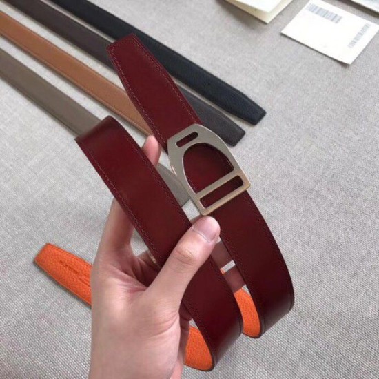 Replica Cintura Hermes Etrier con fibbia Cinturino Clemence arancione 32 mm