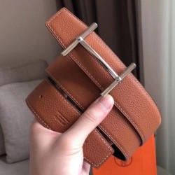 Replica Cintura reversibile Hermes H d'Ancre Marrone / Noir