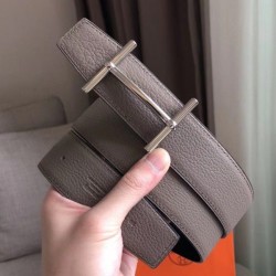 Replica Cintura reversibile Hermes H d'Ancre Grigio / Noir