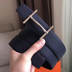 Replica Cintura reversibile Hermes H d'Ancre Zaffiro / Ardoise