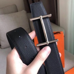 Replica Cintura reversibile Hermes H d'Ancre Nera / Ardoise