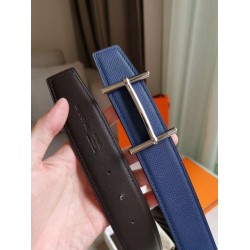 Replica Cintura reversibile Hermes H d'Ancre Indaco / Nero Epsom