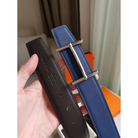 Replica Cintura reversibile Hermes H d'Ancre Indaco / Nero Epsom