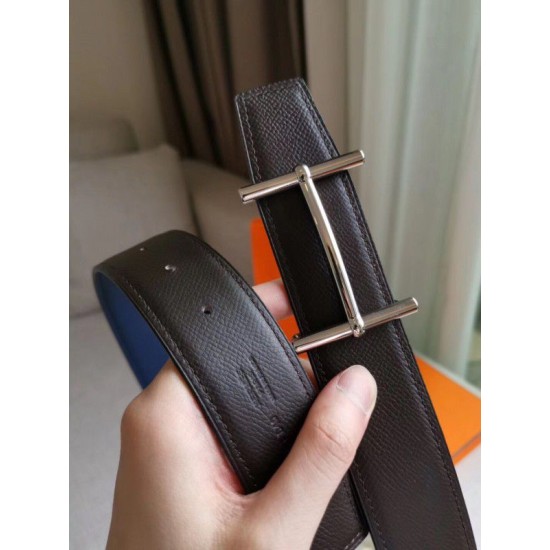 Replica Cintura reversibile Hermes H d'Ancre Indaco / Nero Epsom
