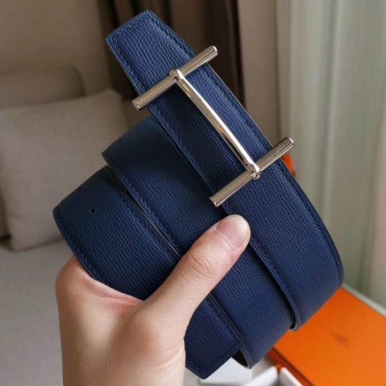 Replica Cintura reversibile Hermes H d'Ancre Indaco / Nero Epsom