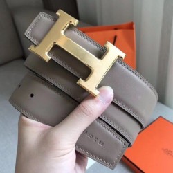 Replica Cintura reversibile Hermes H Grigio / Nero Swift