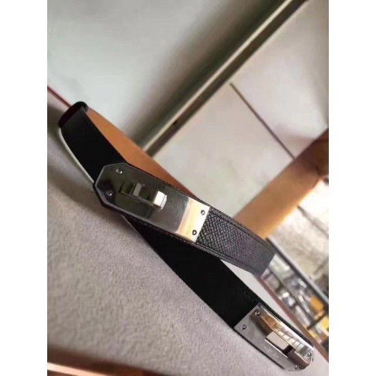 Replica Cintura Hermes Kelly nera Epsom Donna