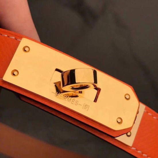 Replica Cintura Hermes Kelly Arancione Epsom Donna