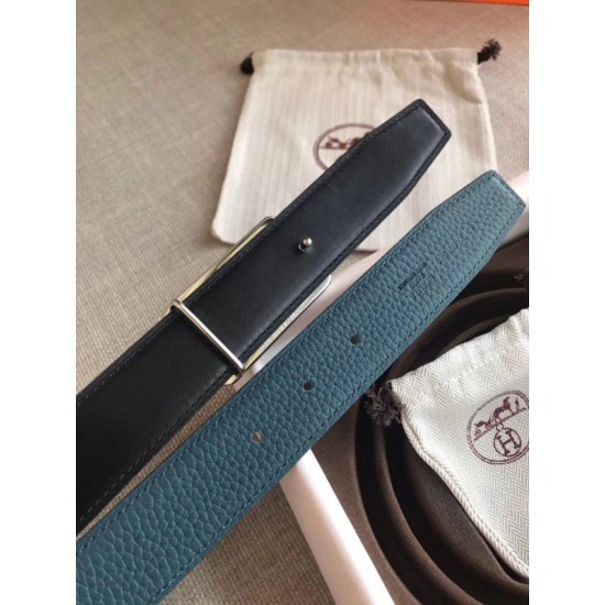 Replica Cintura Hermes Officier Reversibile 38mm Blu Clemence