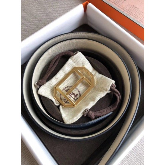 Replica Hermes Pad Cintura reversibile Blu / Bianco Epsom