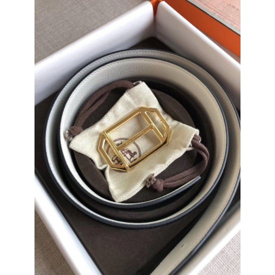 Replica Hermes Pad Cintura reversibile Nera / Bianca Epsom