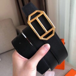 Replica Hermes Pad Cintura reversibile Nera / Bianca Epsom