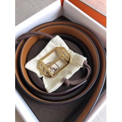 Replica Hermes Pad Cintura reversibile Rubino / Marrone Epsom