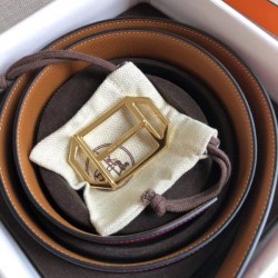 Replica Hermes Pad Cintura reversibile Rubino / Marrone Epsom