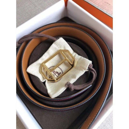 Replica Hermes Pad Cintura reversibile Rubino / Marrone Epsom