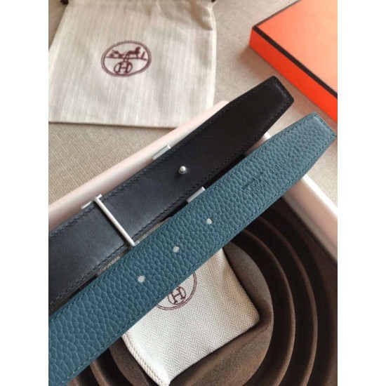 Replica Cintura reversibile Hermes Quizz 32mm Clemence blu