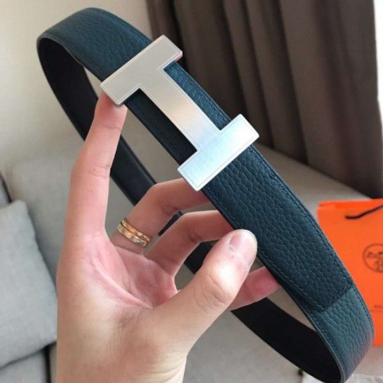Replica Cintura reversibile Hermes Quizz 32mm Clemence blu