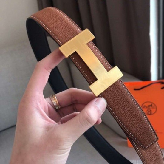 Replica Cintura reversibile Hermes Quizz 32mm marrone Clemence