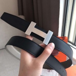 Replica Cintura reversibile Hermes Quizz 32mm Clemence grigia