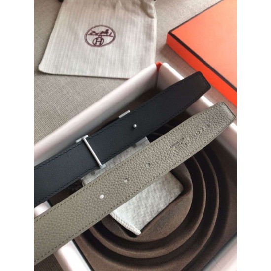 Replica Cintura reversibile Hermes Quizz 32mm Clemence grigia