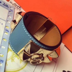 Replica Bracciale Hermes Collier de Chien Jean Epsom blu taglia S