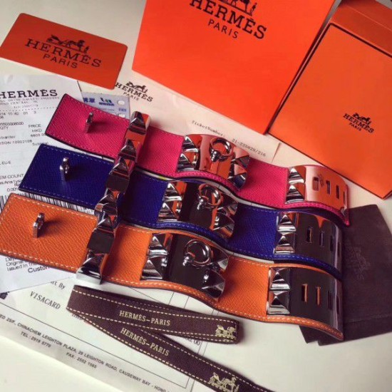 Replica Bracciale Hermes Collier de Chien blu Epsom taglia S